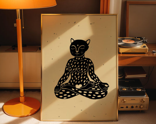 Meditative Jaguar Woman Art Print